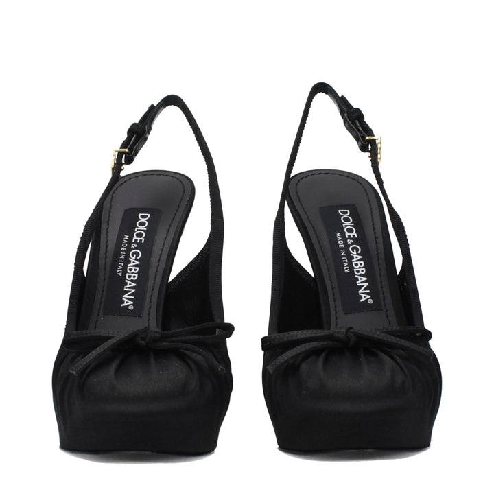 Dolce & Gabbana Black Satin High Heel Pumps
