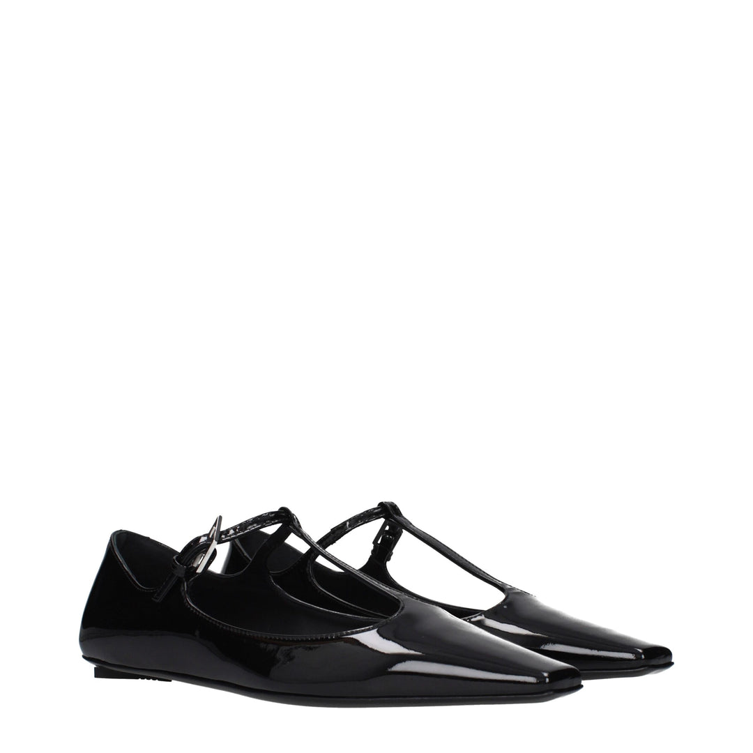 The Attico Black Leather Ballet Flats