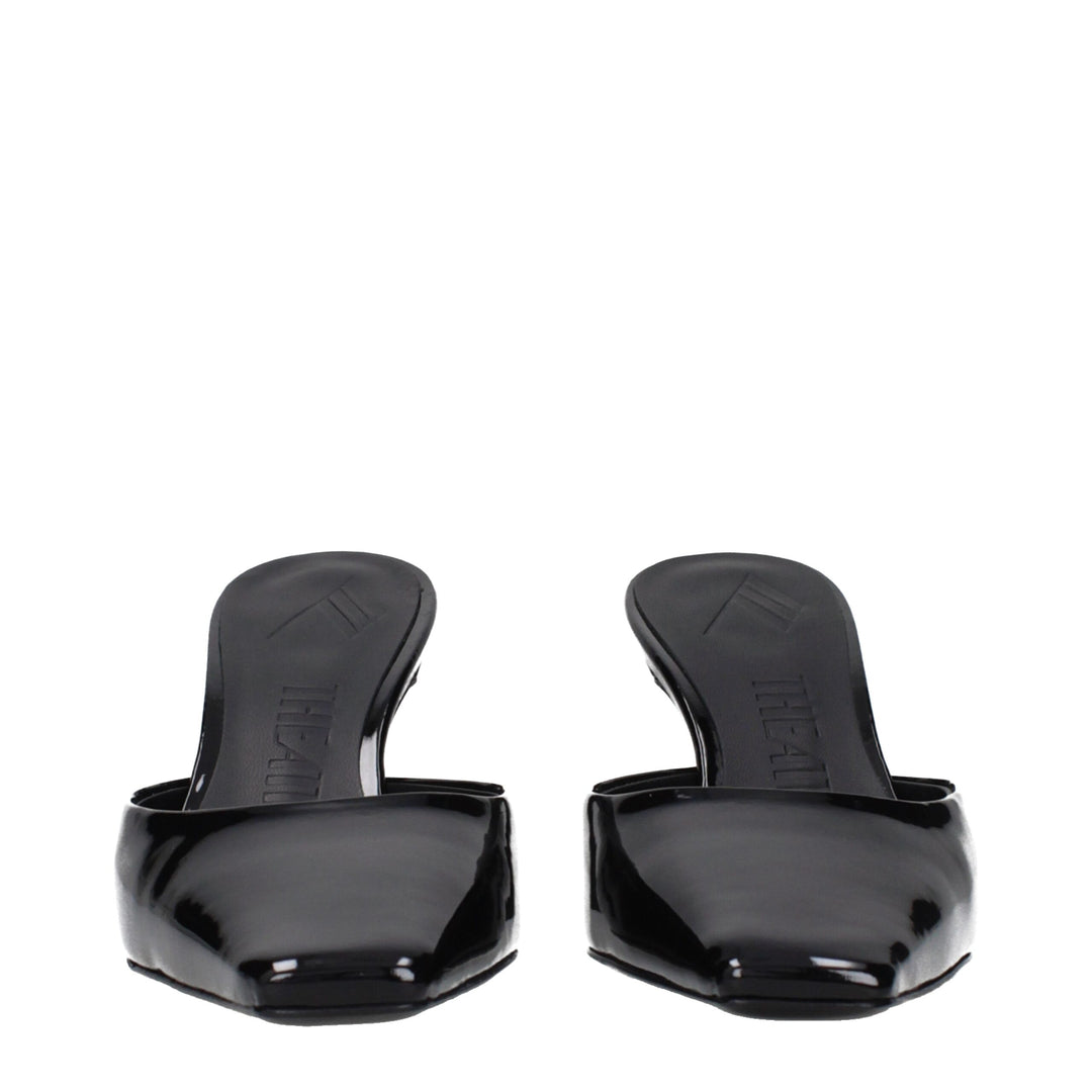 The Attico Black Leather Sandals