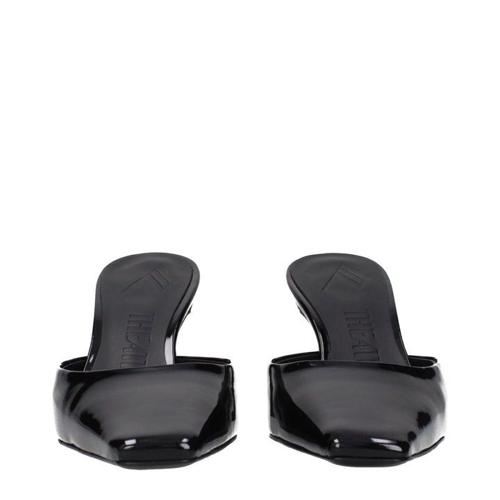 The Attico Black Leather Sandals