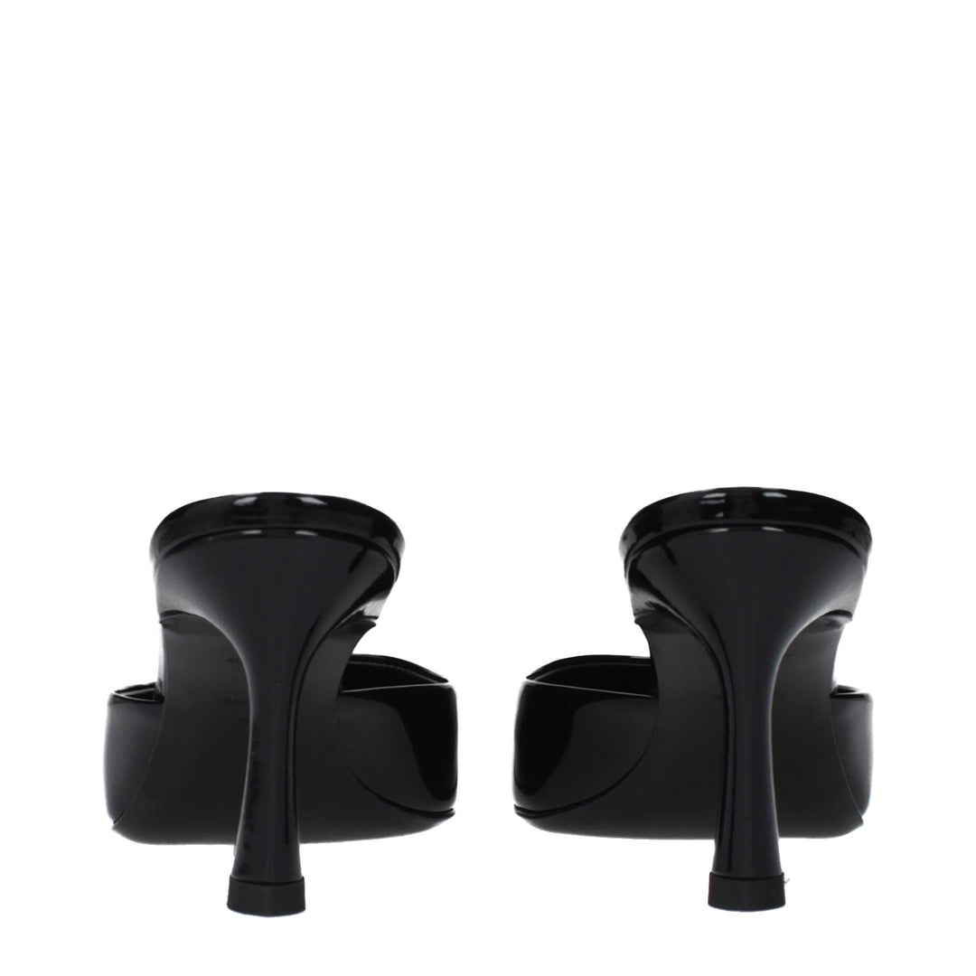 The Attico Black Leather Sandals