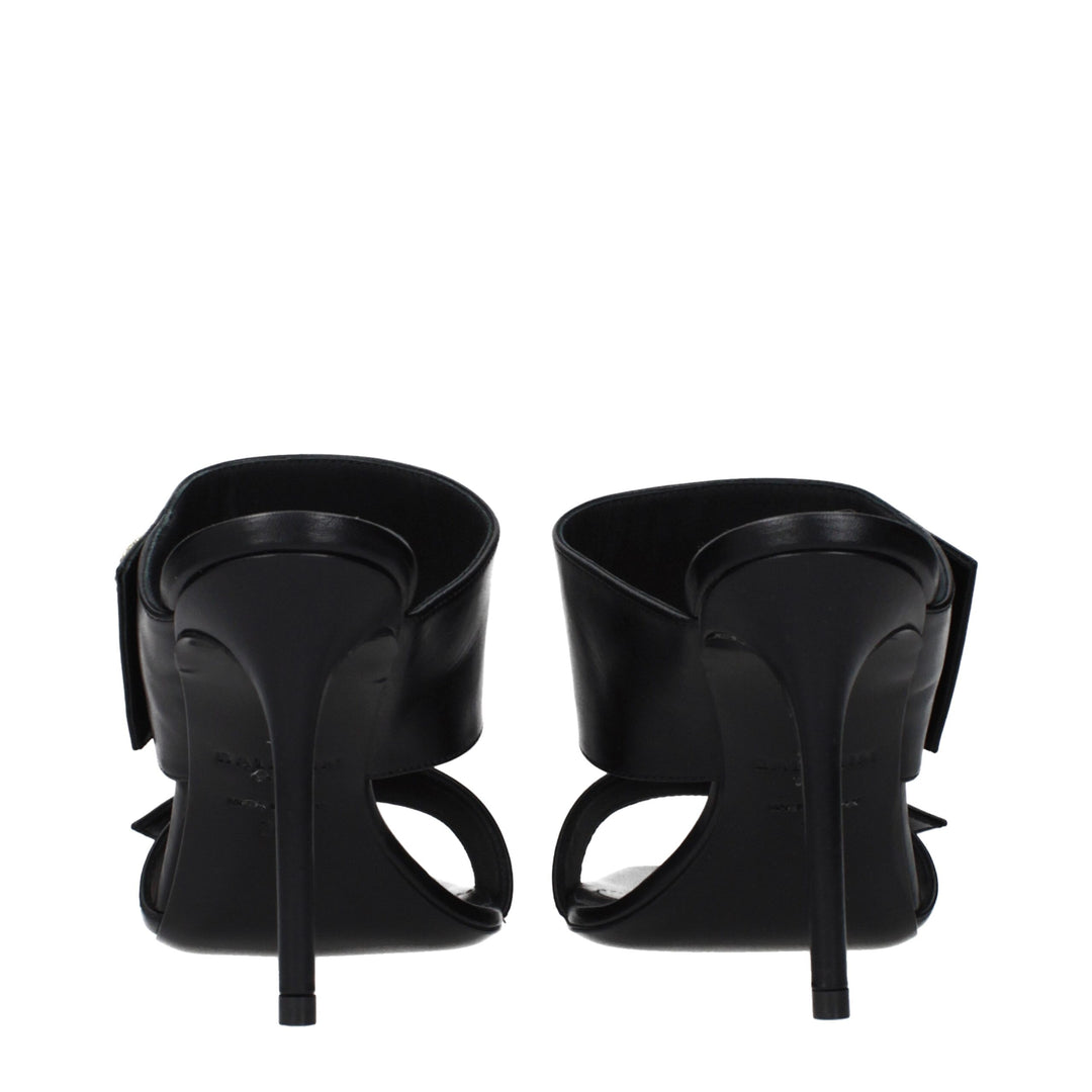 Balmain Black Leather Stiletto Heel Sandals