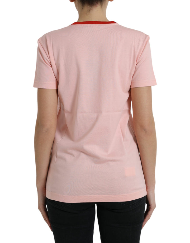 Dolce & Gabbana Pink Graphic Print Cotton Crew Neck T-shirt