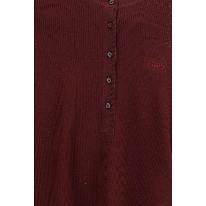 Chloé Bordeaux Wool Long Sleeve T-Shirt