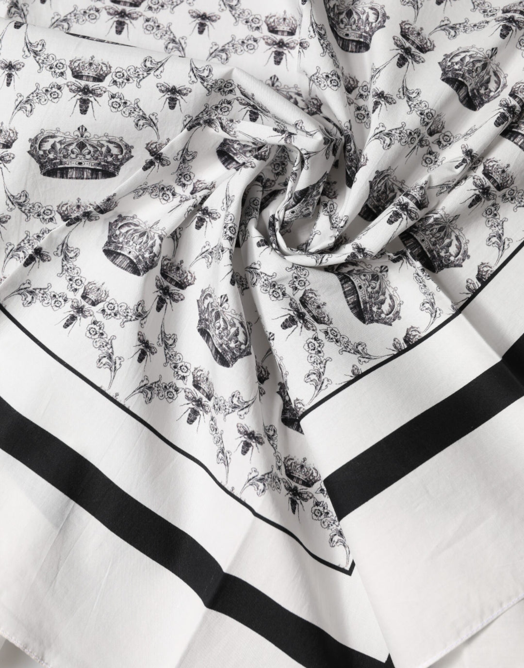 Dolce & Gabbana White Crown Cotton Men Square Foulard Scarf