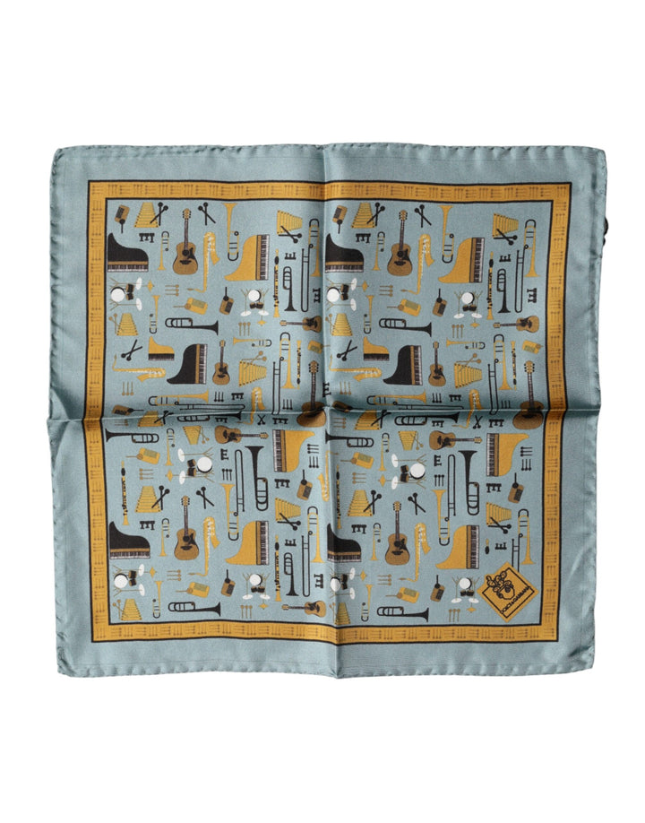 Dolce & Gabbana Blue Jazz Club Square Handkerchief Scarf