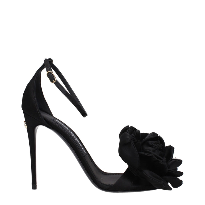 Dolce & Gabbana Black Satin Stiletto Heel Sandals