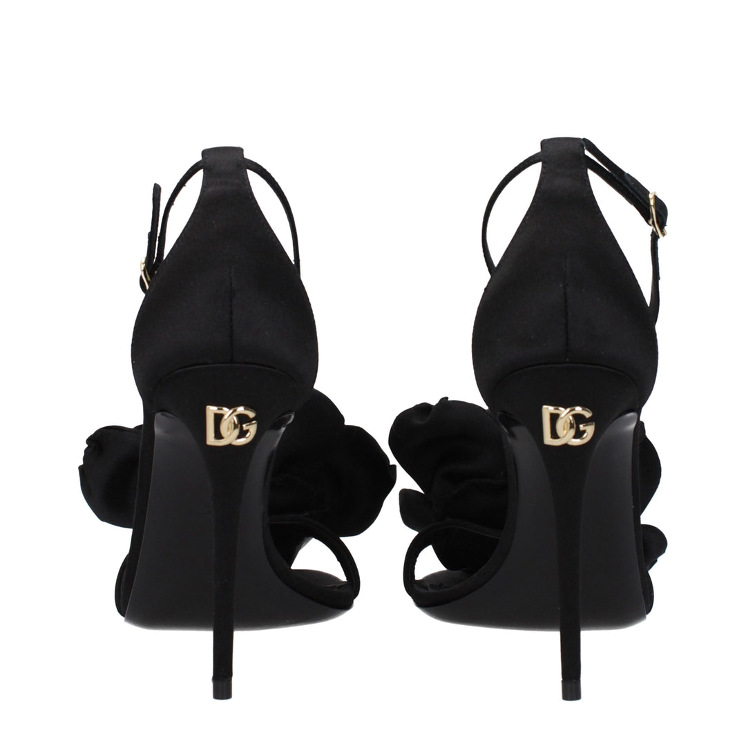 Dolce & Gabbana Black Satin Stiletto Heel Sandals