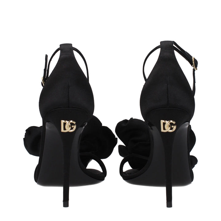 Dolce & Gabbana Black Satin Stiletto Heel Sandals