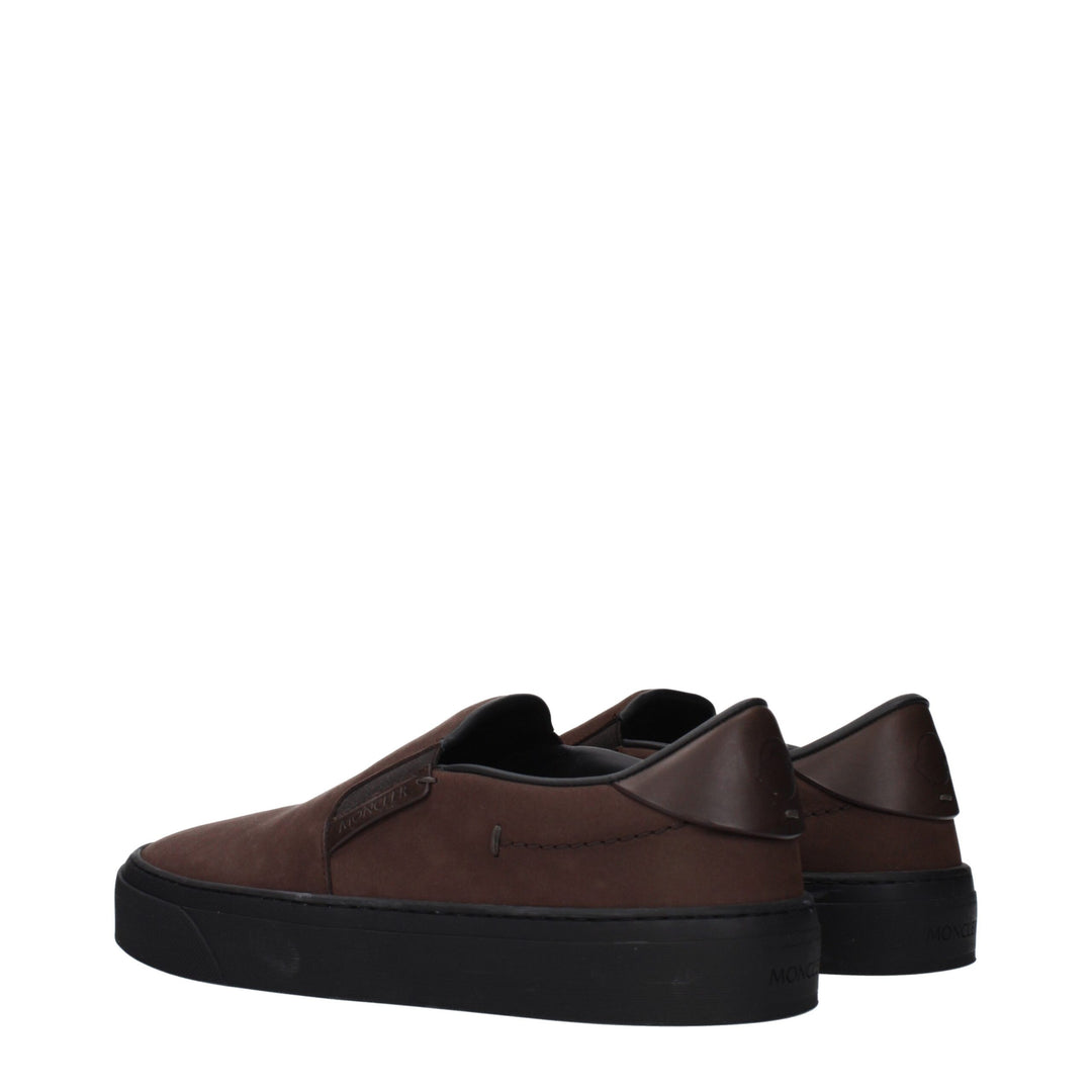 Moncler Brown Leather Slip-On Loafers