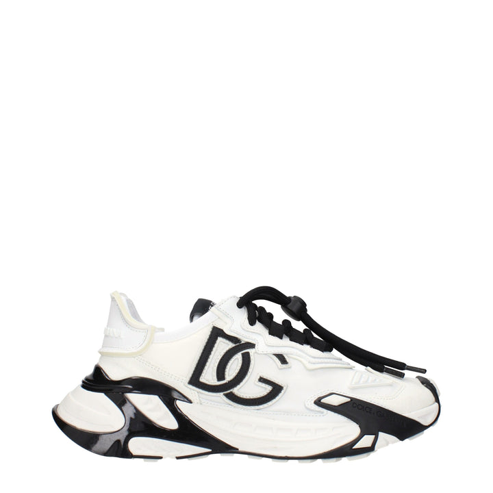 Dolce & Gabbana White Fabric Athletic Sneakers