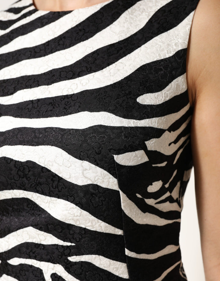 Dolce & Gabbana Black White Zebra Sleeveless A-line Dress