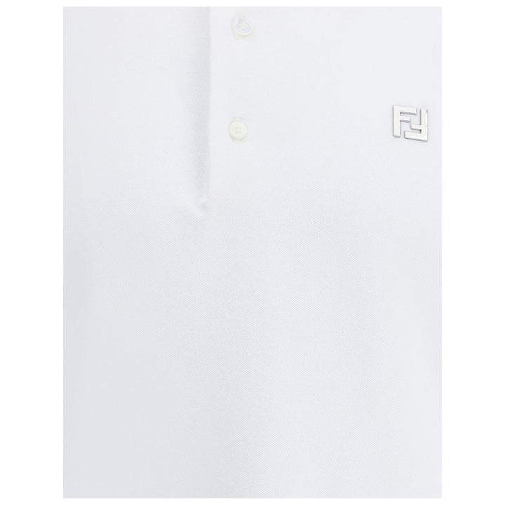 Fendi White Cotton Polo Shirt