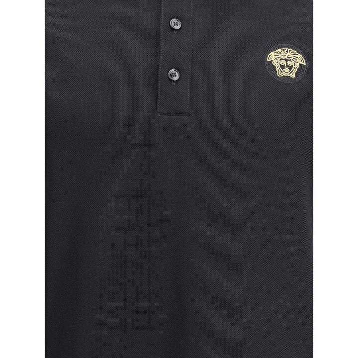 Versace Black Cotton Polo Shirt
