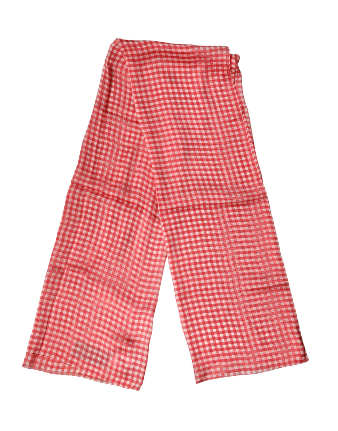 Dolce & Gabbana Red Checkered Silk Neck Wrap Shawl Scarf