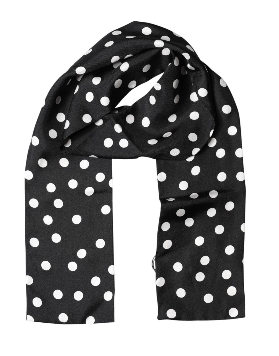 Dolce & Gabbana Scarf Black Polka Dot Silk Neck Wrap Foulard