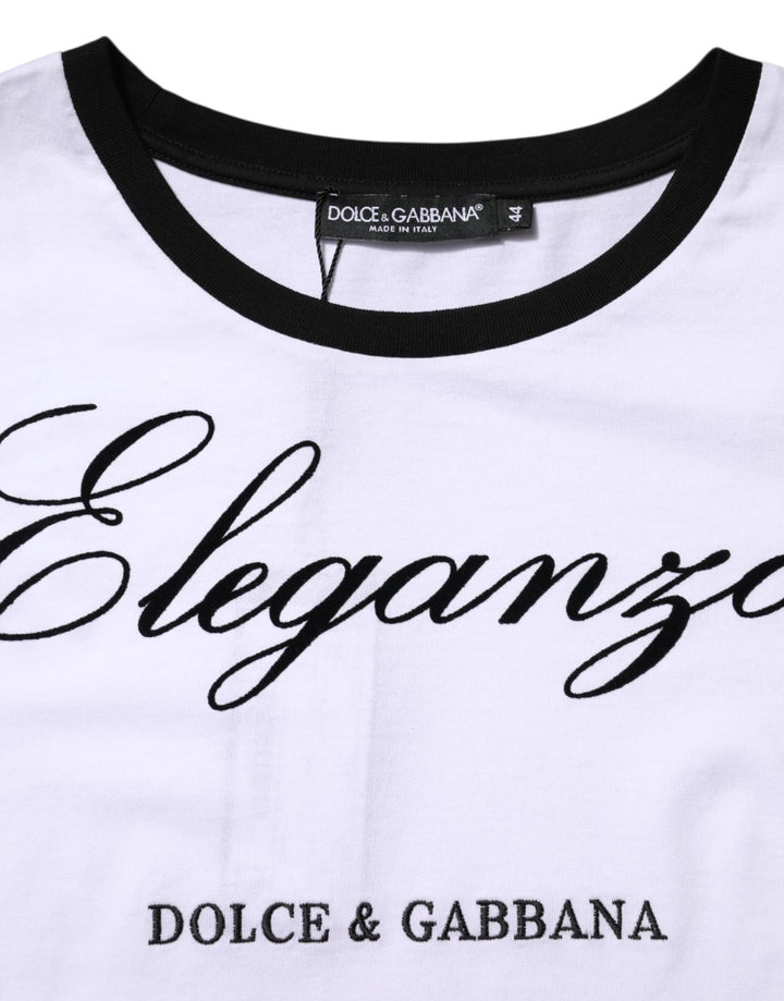 Dolce & Gabbana White Eleganza Cotton Crew Neck Tee T-shirt