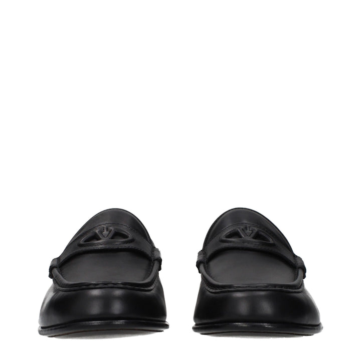 Valentino Garavani Black Leather Slip-On Loafers