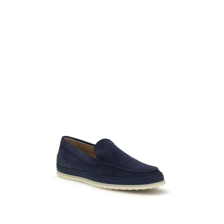 Tod's Blue Calf Leather Bos Taurus Slip-On Loafers