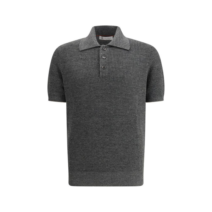 Brunello Cucinelli Gray Cotton Polo Shirt