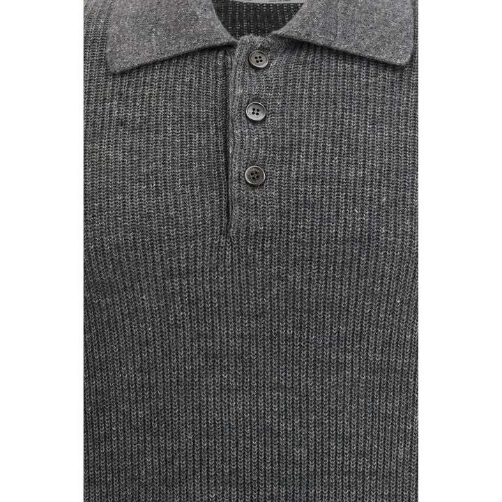 Brunello Cucinelli Gray Cotton Polo Shirt