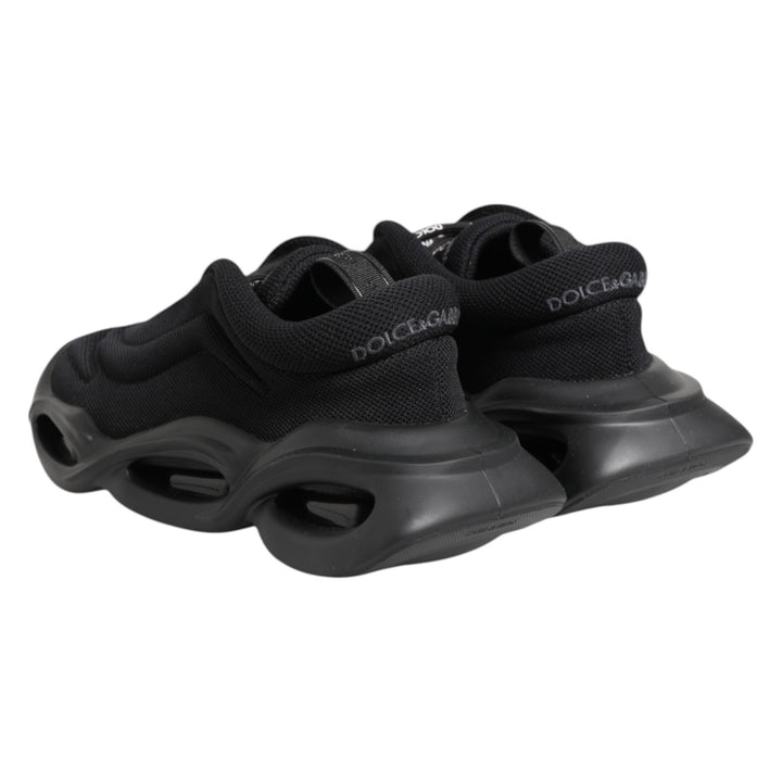 Dolce & Gabbana Black Slip On Low Top Wave Sneakers Shoes