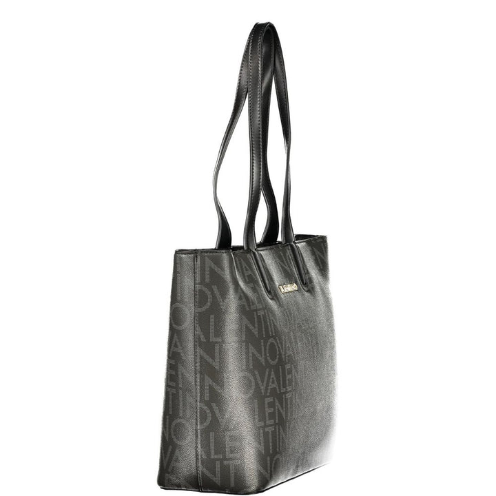 Mario Valentino "Black Polyurethane Women Handbag with Internal Pockets"