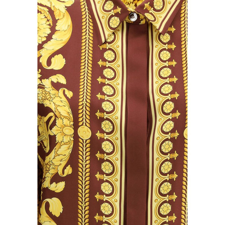 Versace Bordeaux Silk Pattern Shirt