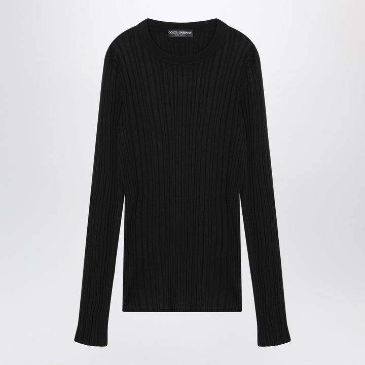Dolce & Gabbana Dolce&Gabbana Black ribbed silk and cotton sweater