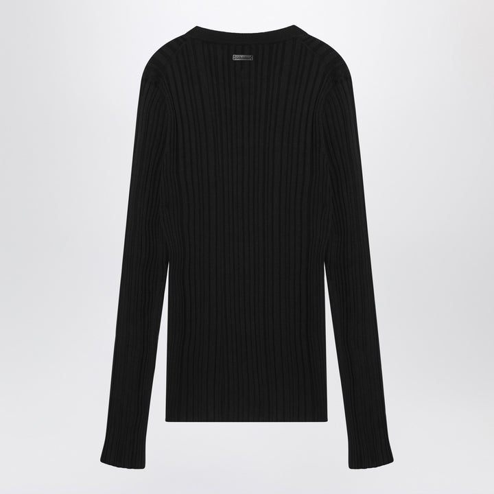 Dolce & Gabbana Dolce&Gabbana Black ribbed silk and cotton sweater