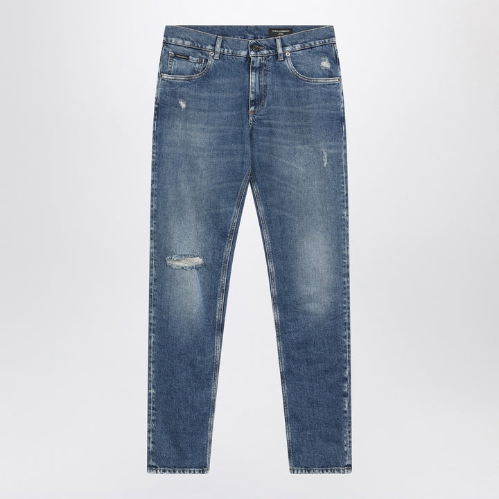 Dolce & Gabbana Dolce&Gabbana Faded-effect slim blue jeans
