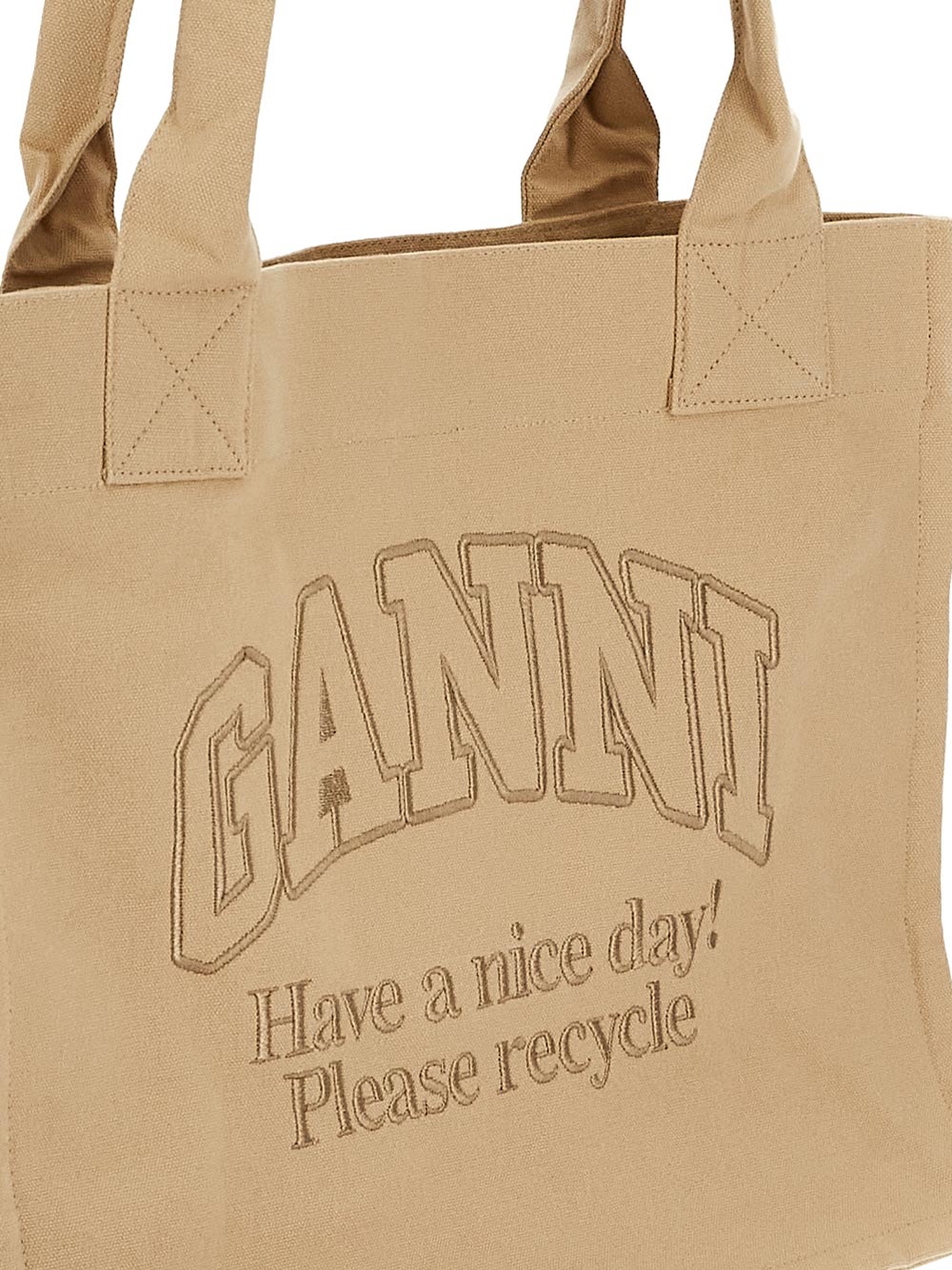 Ganni Cream Large Canvas Tote Bag