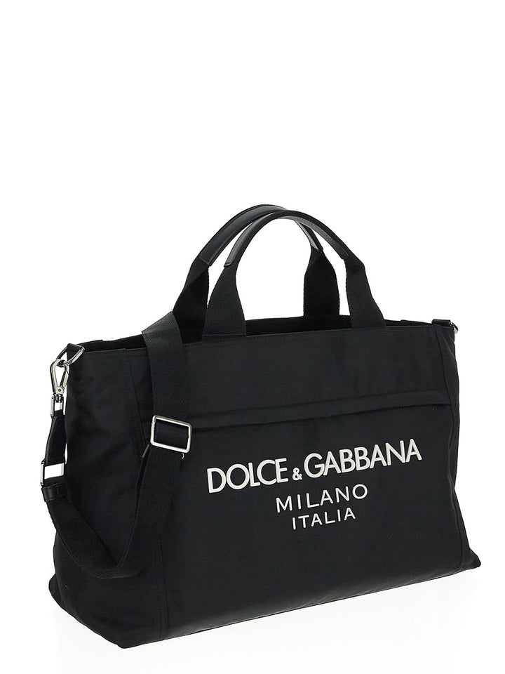 Dolce & Gabbana Nylon Holdall With Rubberized Logo