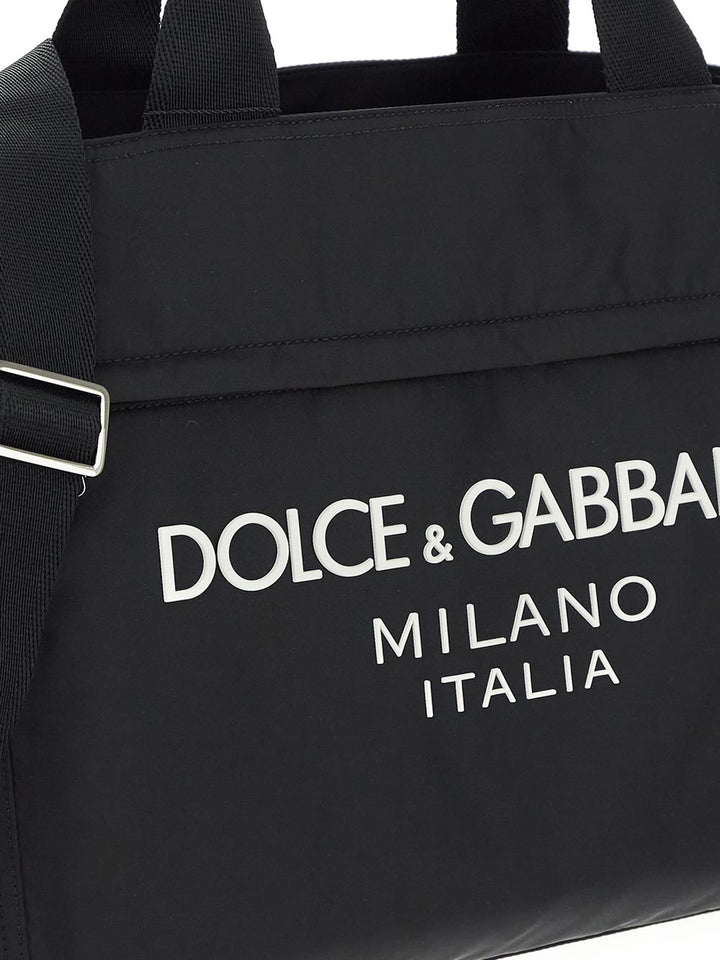 Dolce & Gabbana Nylon Holdall With Rubberized Logo
