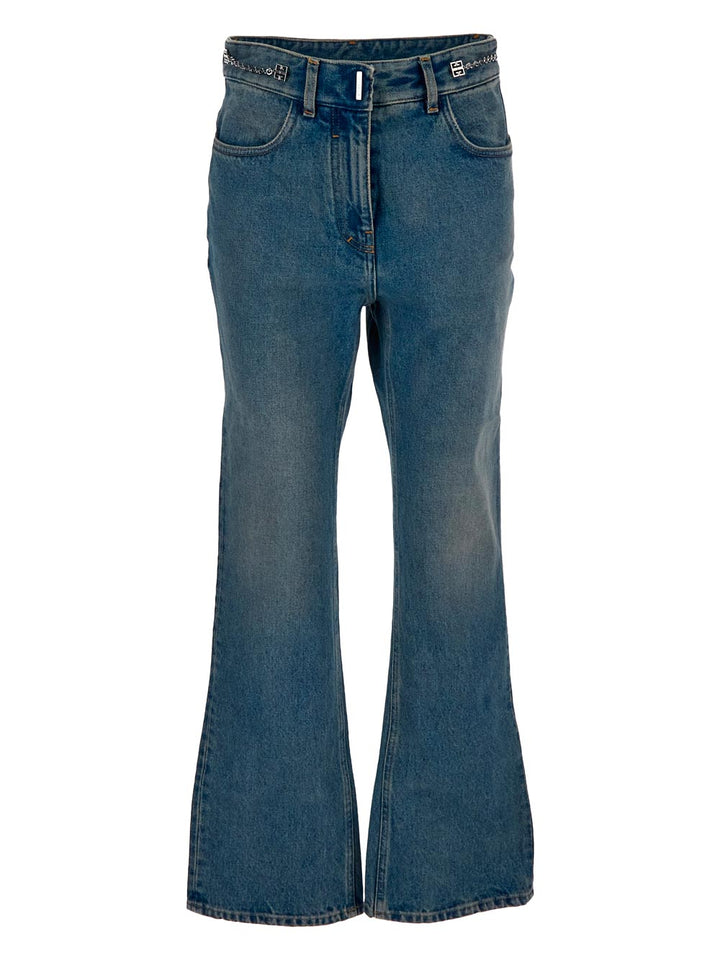 Givenchy Boot Cut Pants In Denim With Chain Details