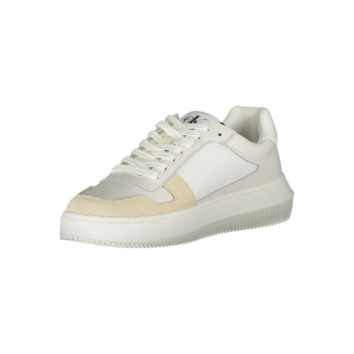 Calvin Klein Elegant White Lace-Up Sneakers with Contrast Detail