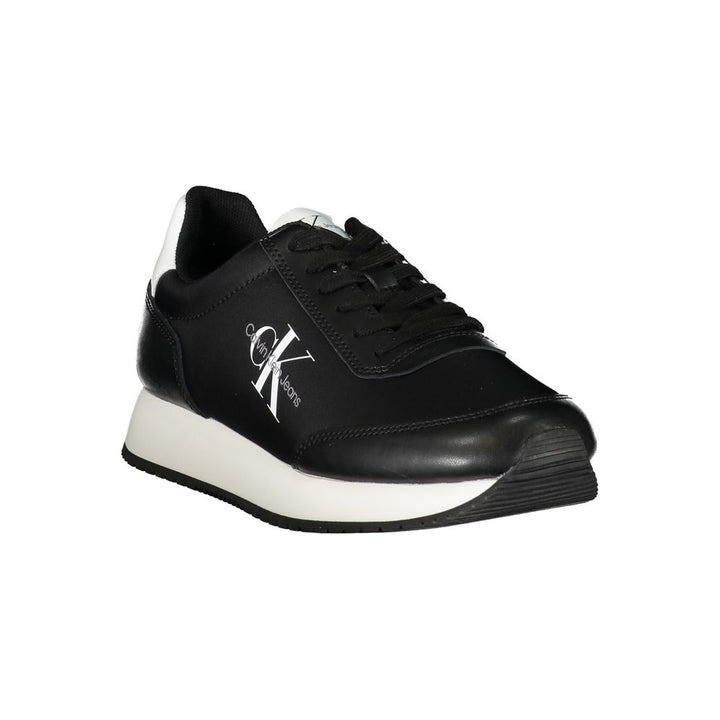 Calvin Klein Sleek Black Lace-Up Sneakers with Contrast Details