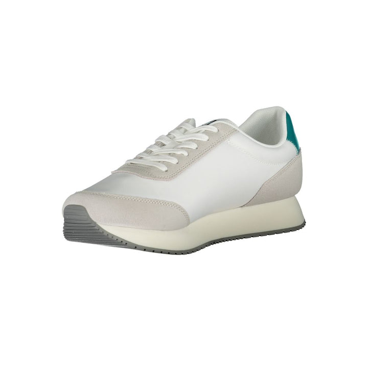 Calvin Klein Elegant White Lace-Up Sneakers with Contrasting Detail