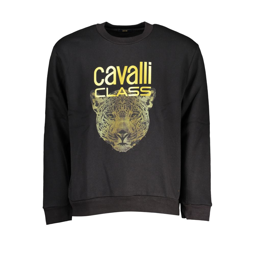Cavalli Class Chic Fleece Crew Neck Sweatshirt in Black