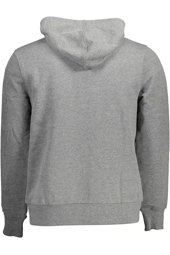 Cavalli Class Chic Gray Hooded Sweatshirt with Logo Print