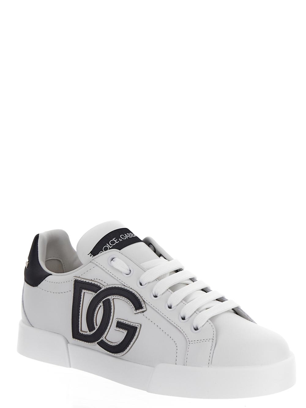 Dolce & Gabbana Calfskin Portofino Sneakers With Dg Logo