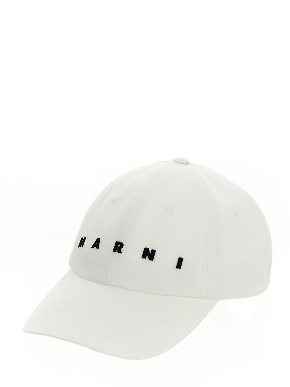 Marni White Bio Gabardine Cap With Embroidered Logo