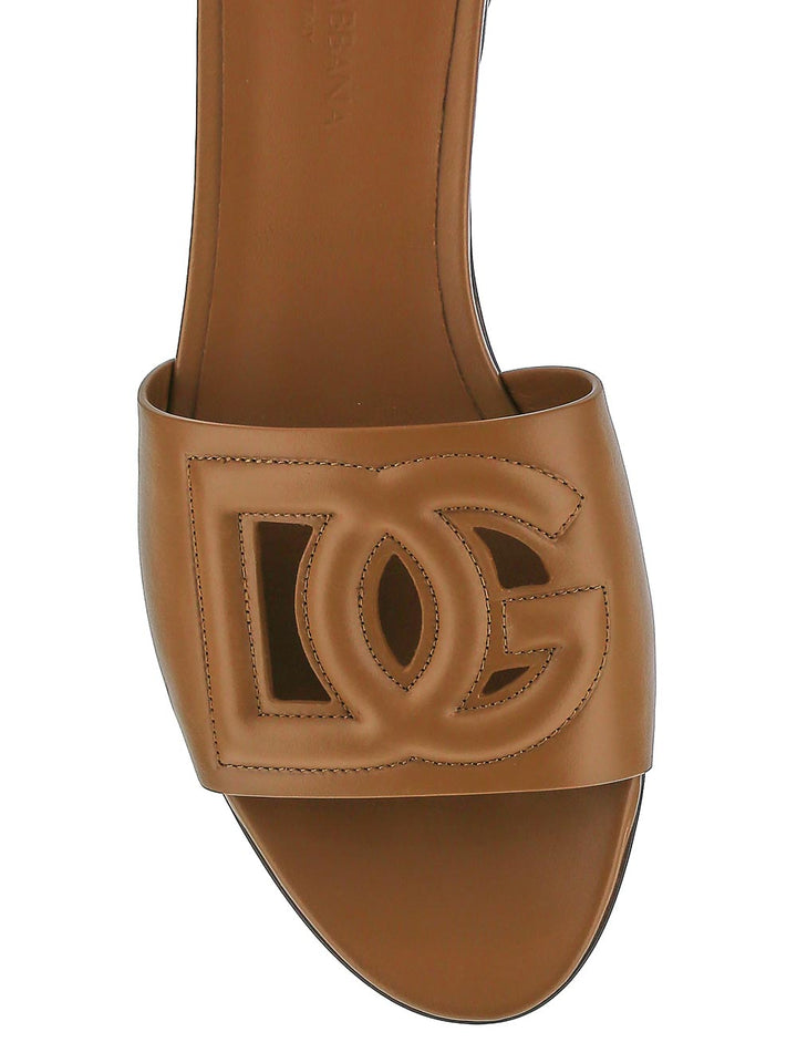Dolce & Gabbana Calfskin Sliders With Dg Logo