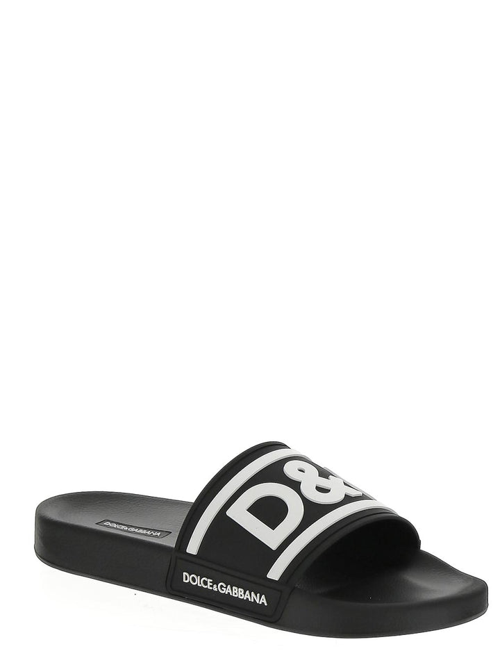 Dolce & Gabbana Rubber Beachwear Sliders With Dg Logo