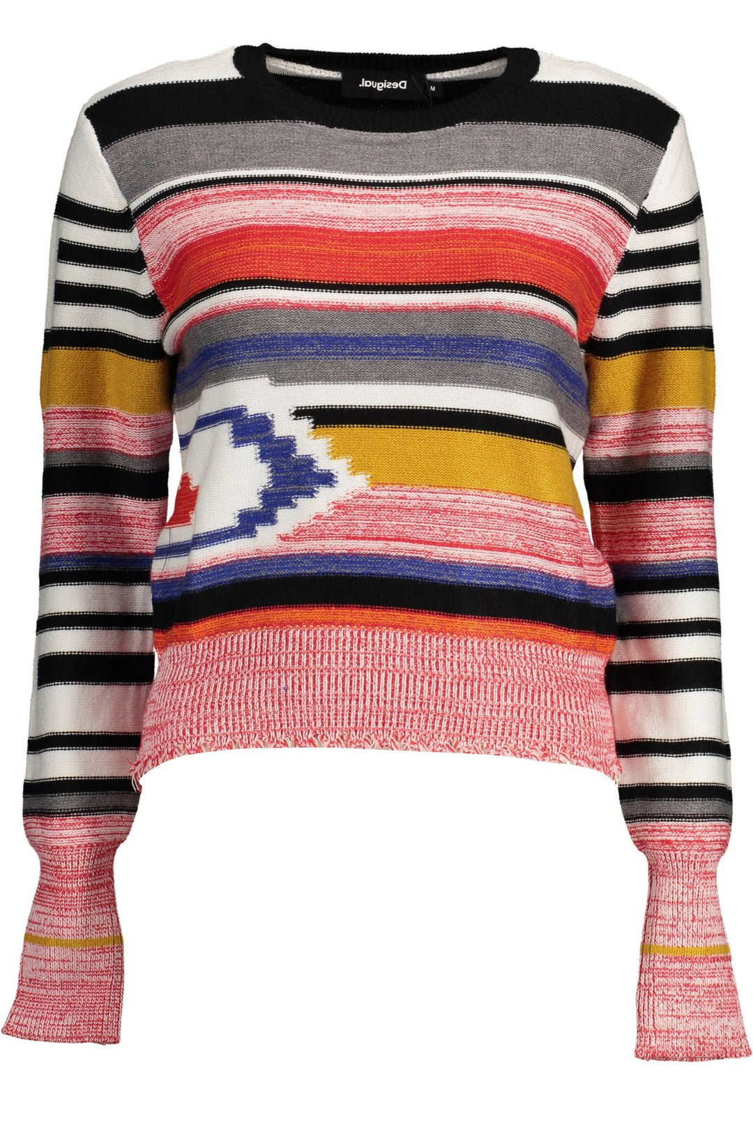 Desigual Chic Pink Round Neck Sweater with Contrasting Detail