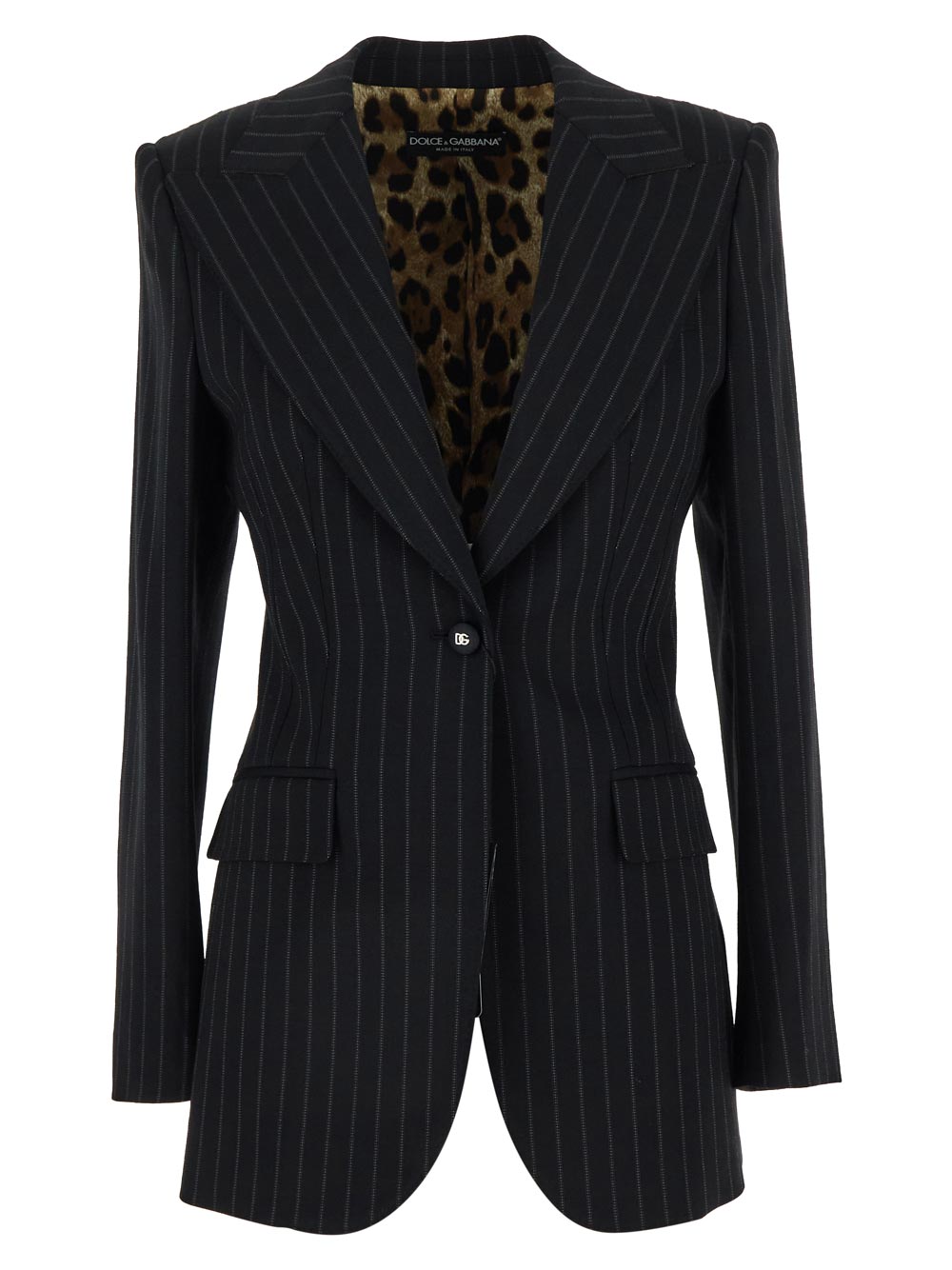 Dolce & Gabbana Single-Breasted Pinstripe Wool Turlington Jacket