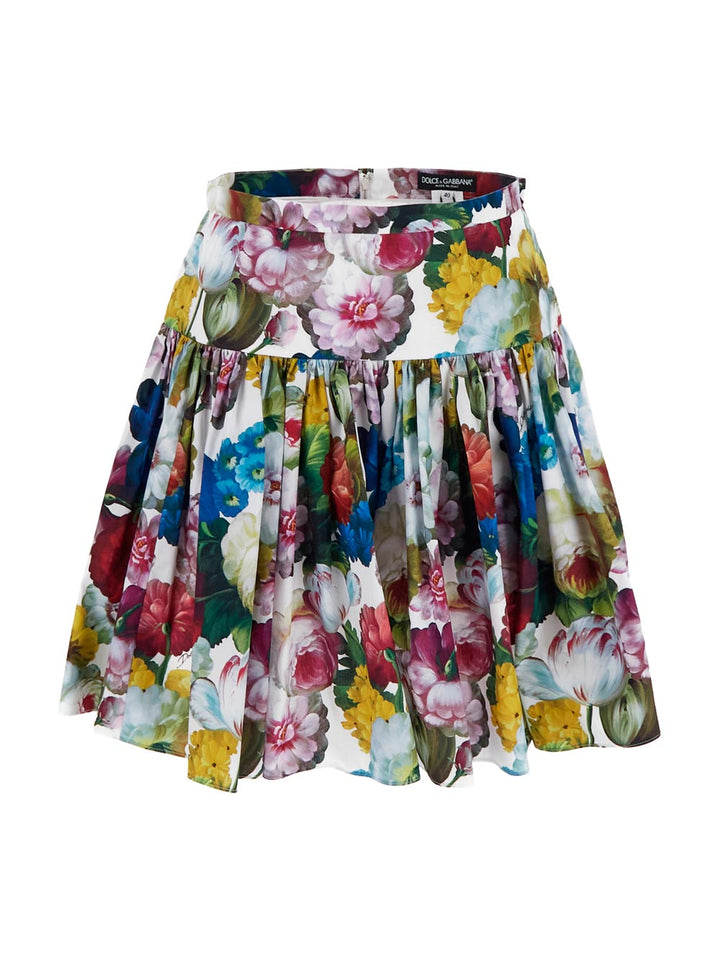 Dolce & Gabbana Floral-Print Pleated Miniskirt