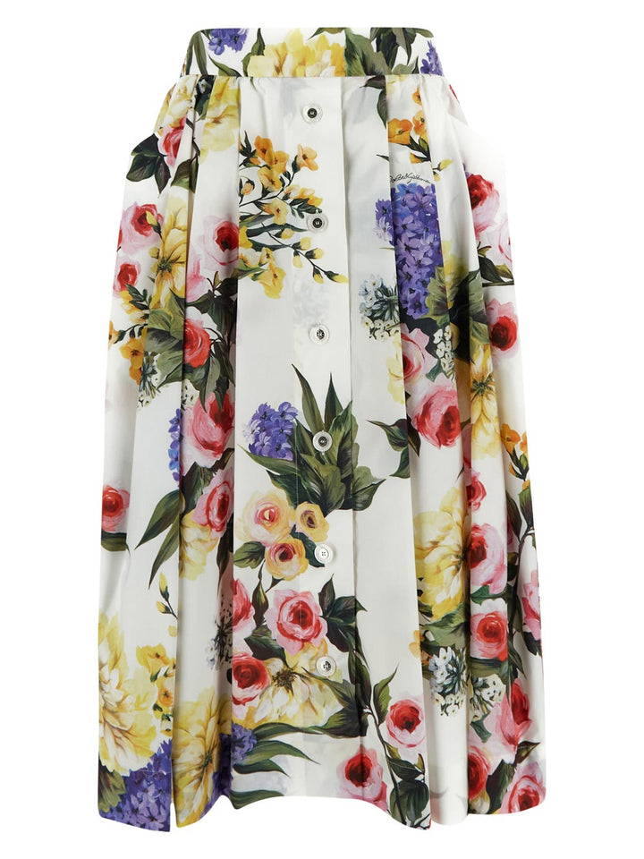Dolce & Gabbana Garden-Printed Cotton Circle Skirt
