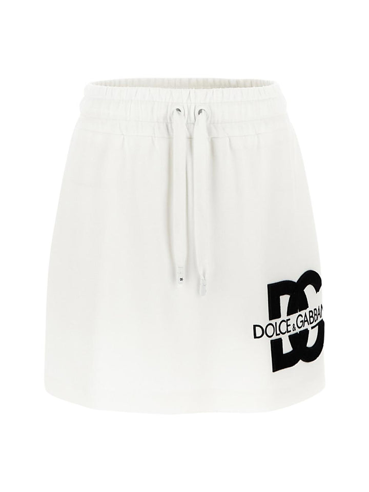Dolce & Gabbana Jersey Miniskirt With Dg Logo Patch
