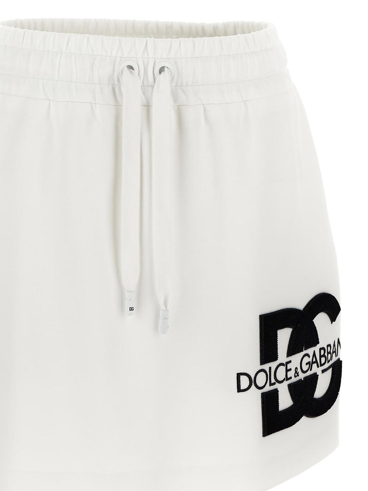 Dolce & Gabbana Jersey Miniskirt With Dg Logo Patch